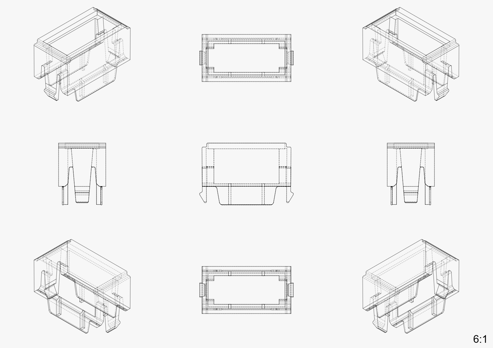 Technische Zeichnungen – Mehrseiten-Ansichten eines CAD-Bauteils